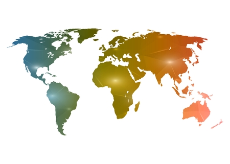 Abstract creative concept map of the world for Web and Mobile Applications isolated on background. illustration, creative template design, Business software and social media, origami.の写真素材
