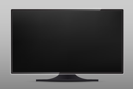 Creative illustration of realistic TV screen, lcd panel, isolated on background. Computer monitor display. Design television blank mockup template. Abstract concept graphic elementの写真素材