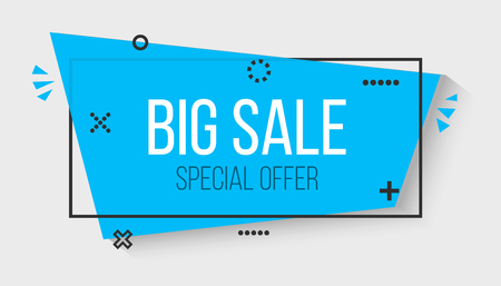 Creative illustration of geometric banners. Art design vivid . Trendy flat poster. Green, blue abstract concept graphic element. Memphis style. Season sale templateの写真素材