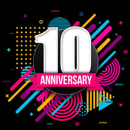 Creative illustration of anniversary logo celebration sign with different dates isolated on background. Art design modern birthday, party template. Abstract concept graphic element.の写真素材