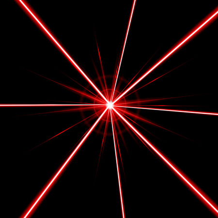 Creative illustration of laser security beam isolated on background. Art design shine light ray. Abstract concept graphic element of glow target flash neon line.の写真素材