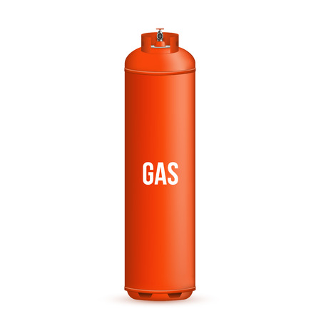 Creative illustration of gas cylinder, tank, balloon, container of propane, butane, acetylene, carbon dioxide isolated on background. Art design template. Abstract concept element.の写真素材