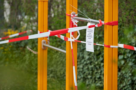 Darmstadt, Germany, Mar 28 2020: The children's playground area closed due to Covid-19.のeditorial素材