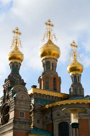 Darmstadt, Germany, Mar 01 2020: Russian Orthodox Church in MathildenhÃ¶he, Darmstadt.の写真素材