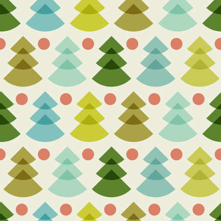 Abstract X-mas tree in retro colours with balls