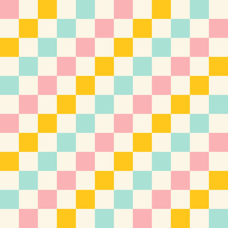 Regular squares soft vintage pink blue yellow beigeのイラスト素材