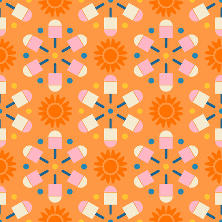 Pink beige ice-cream lollies in the sun on orange