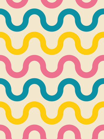 Bold retro yellow blue pink regular geometric wavesのイラスト素材