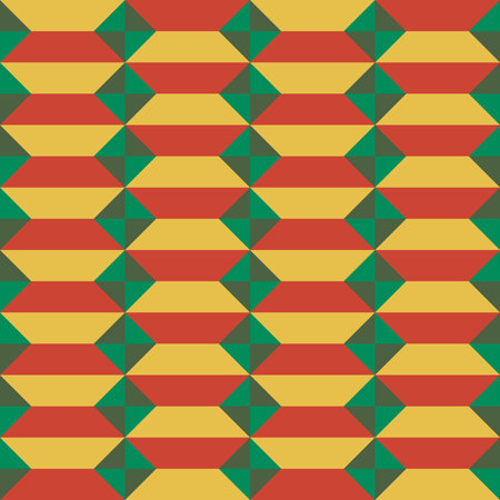 Rainforest jelly bean green fire red yellow trapeze triangles squares bold lush jungle paradiseのイラスト素材