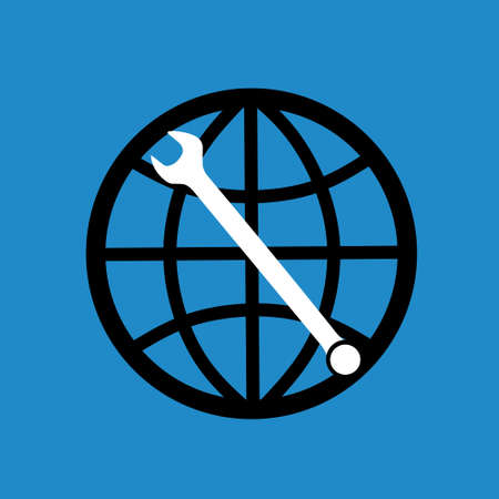 Illustration vector graphic of globe icon and a spanner. Good for your web, etcのイラスト素材