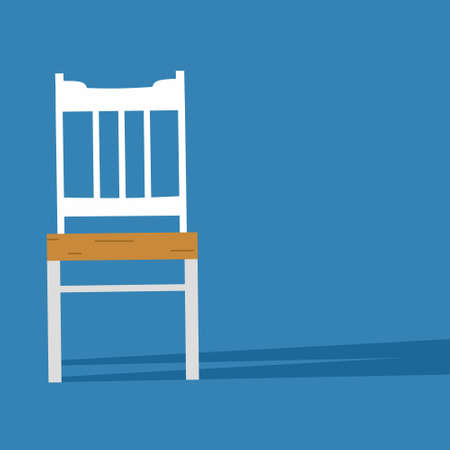 white single chair wooden with blue background in flat design. Good for your icon, etcのイラスト素材