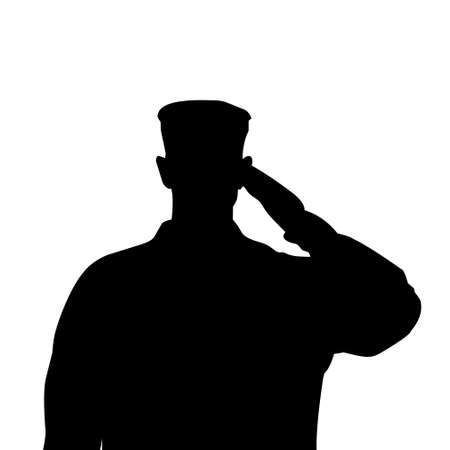 Illustration vector graphic, silhouette of half body a soldier was salute. Good for your web, icon, poster, etcのイラスト素材