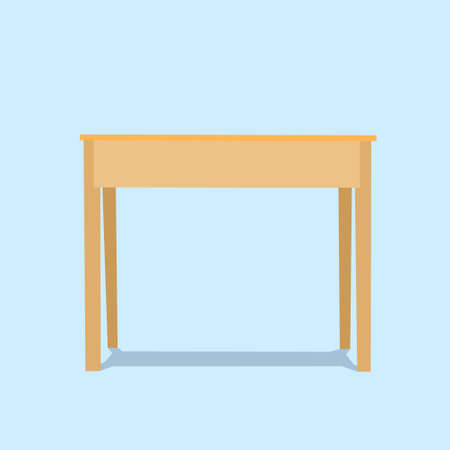 Illustration vector graphic of simple brown wooden table in flat design concept with blue background. Good for your icon, etcのイラスト素材