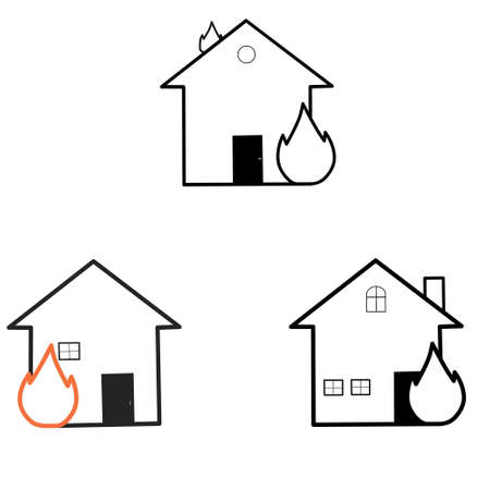 Illustration vector graphic of simple set fire house icon outline on white background. Good for your icon, web, etcのイラスト素材