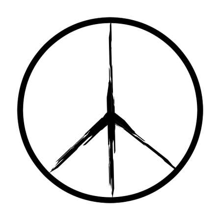 Illustration vector graphic of simple black peace symbol on white background. Good for your web, poster, etcのイラスト素材