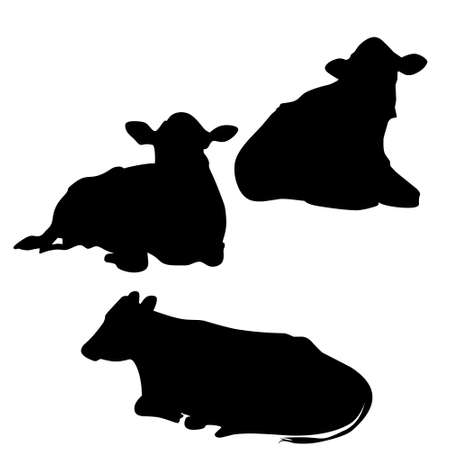 Illustration vector graphic, set of cow's sitting silhouette. Good for your icon, web, etcのイラスト素材