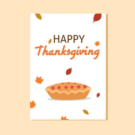 Flat illustration of thanksgiving card with apple pie cartoon. Good for your thanksgiving cardのイラスト素材