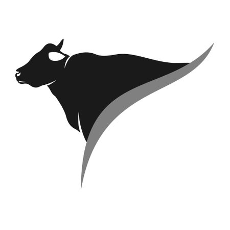 Cow logo template. Vector illustration of a black cow on a white background.のイラスト素材