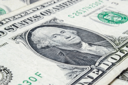 George Washington from dollar bill, close-upの写真素材
