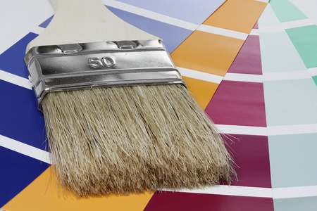 Color Sample Charts with paint brushesの写真素材