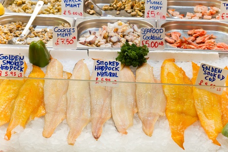 Selection of fresh fish on display