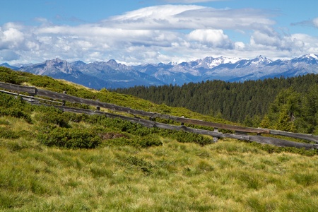 Summer mountain panorama with pasture in South Tyrol, Italyの写真素材
