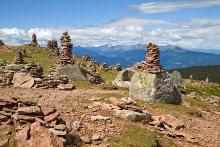 Stone men in the italian alps の写真素材