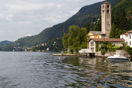 Picturesque village at the shores of lake Como, Italyの写真素材