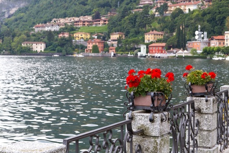 The small town of Menaggio at Lake Como in Italyの写真素材