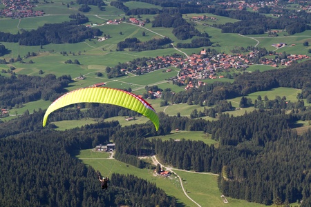 Paraglider in southern Bavaria, Germanyの写真素材