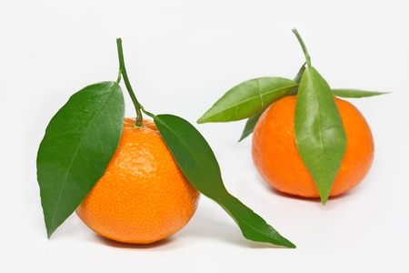 Fresh and healthy mandarin on white background の写真素材