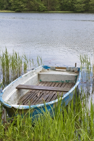 Old Rowboat on a lake in East Germanyの写真素材