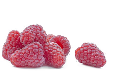 Fresh Raspberries on white