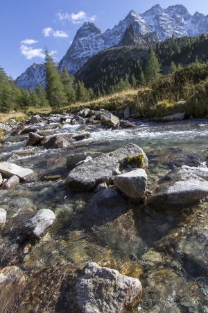 Scenic mountain stream in the italian alpsの写真素材