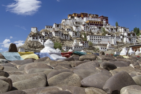 Thiksey Gompa in Ladakh, India, on a sunny dayの写真素材