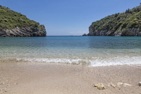 Beach near Paleokastritsa on Corfu island, Greeceの写真素材
