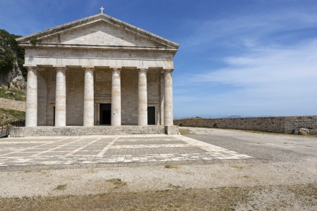 Temple inside the old fortress in Corfu city on Corfu island, Greeceの写真素材