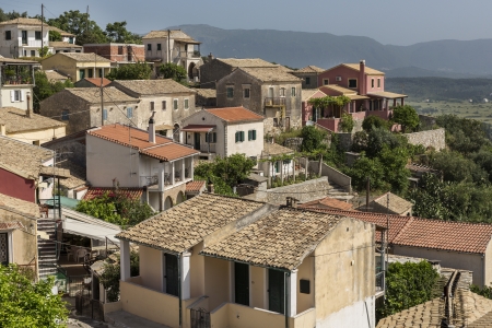 The mountain village of Gianades on Corfu island, Greeceの写真素材