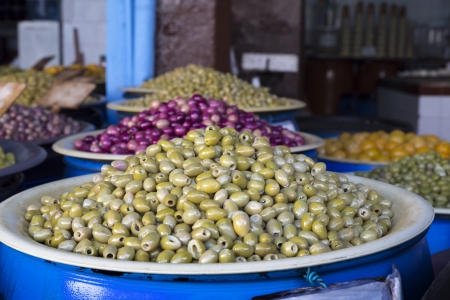 Olives on a market in Morocco, Africaの写真素材