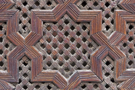 Traditional Moroccan carved wood panelの写真素材