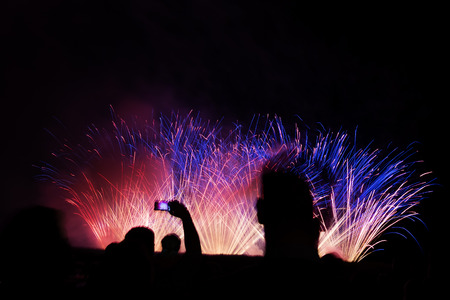 Fireworks on a night skyの写真素材