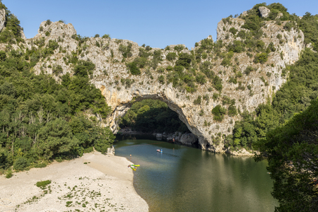 Famous Pont d'arc and the river Ardeche, Franceの写真素材