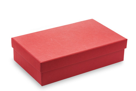 Red cardboard box on white background