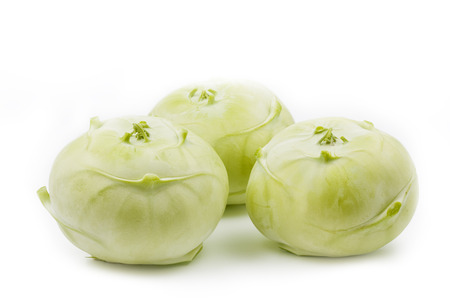 Fresh Kohlrabi on white backgroundの写真素材