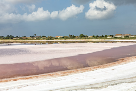 Salt production in the Camargue district, Southern Franceの写真素材