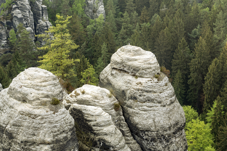 Rock formation in Saxon Switzerland, East Germanyの写真素材