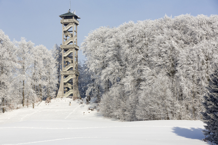 Observation tower outside the small town of Ebersberg, Bavaria, in Winterの写真素材