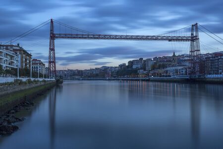 Historic Bizkaia bridge between Portugalete and Las Arenas (Getxo), Spain, Europeの写真素材
