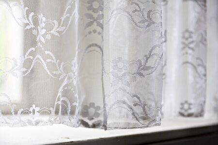 Old curtains in an abandoned house, can be used as backgroundの写真素材