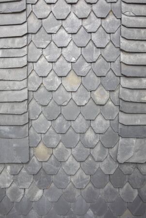 Slate tiles on a typical home in Thuringia, Germany, as backgroundの写真素材